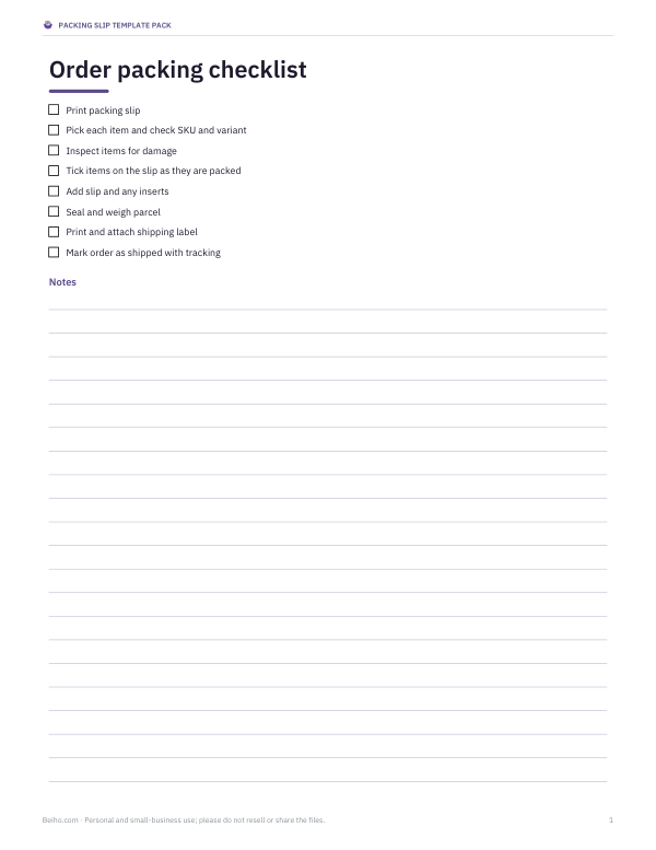 Preview of Printable Packing Checklist